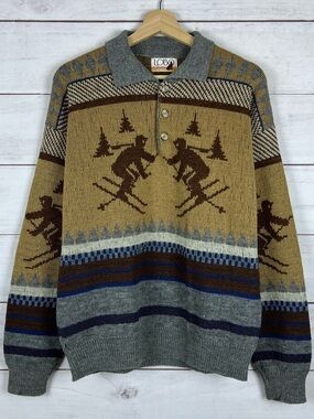 Lobo by Pendleton Wool Sweater Pullover Mens Ski Intarsia Fits Large